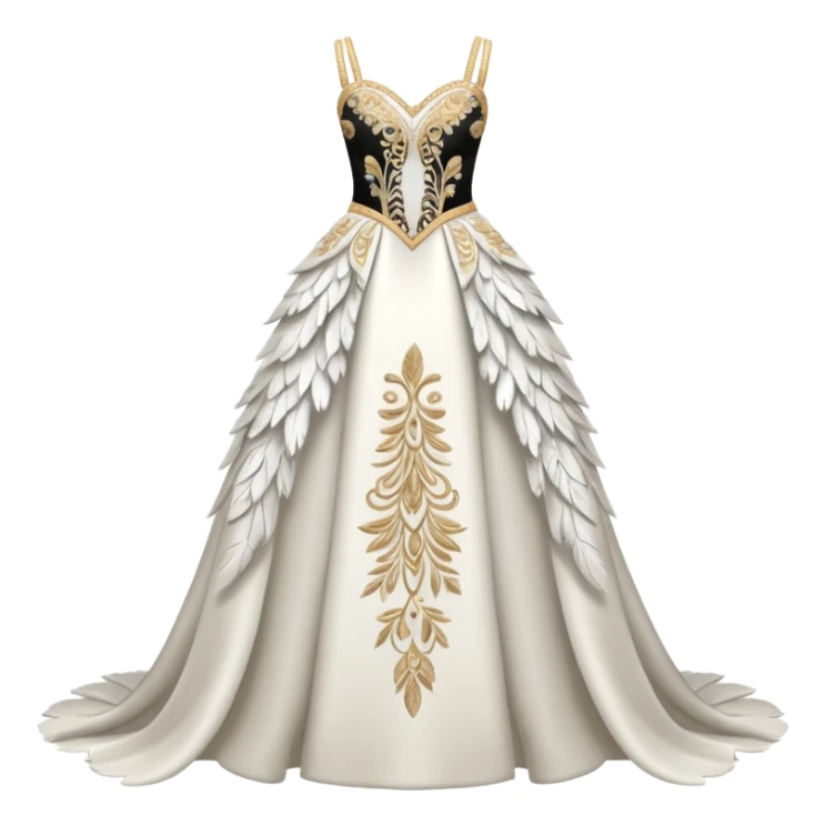 Hyper Realistic ornate Wedding dress displays  with feathers  sticker