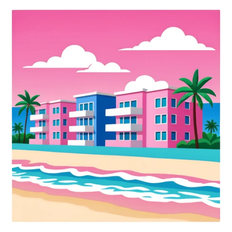 Matisse style pink SPAM art Miami beach landscape sticker