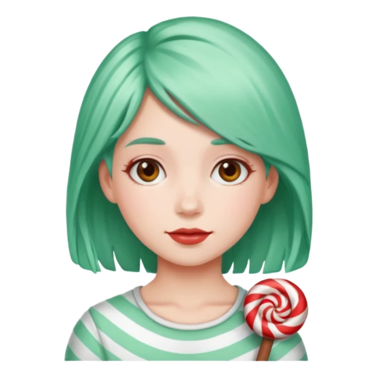 girl with peppermint hair  sticker