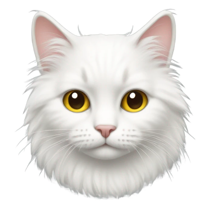 white cat with lots of fur and   sticker