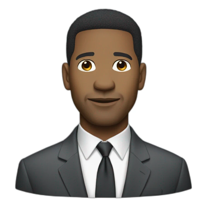 actor Denzel Washington short hair catoon wearing suit sticker