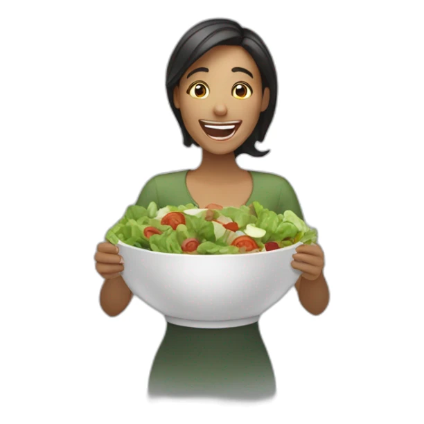 woman laughing alone with salad sticker