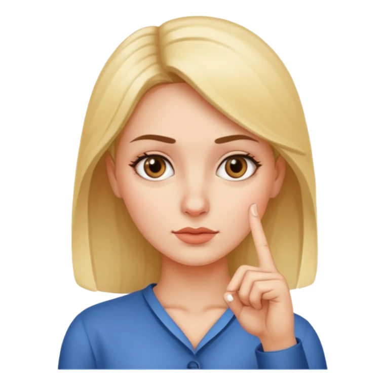 she put her index finger vertical under the nose sticker