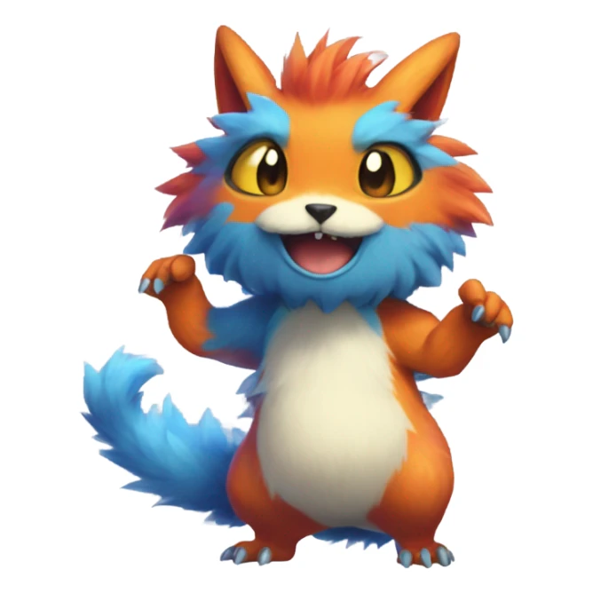 Colorful cute furry anthropomorphic painted Fakémon-Pokémon-creature sticker