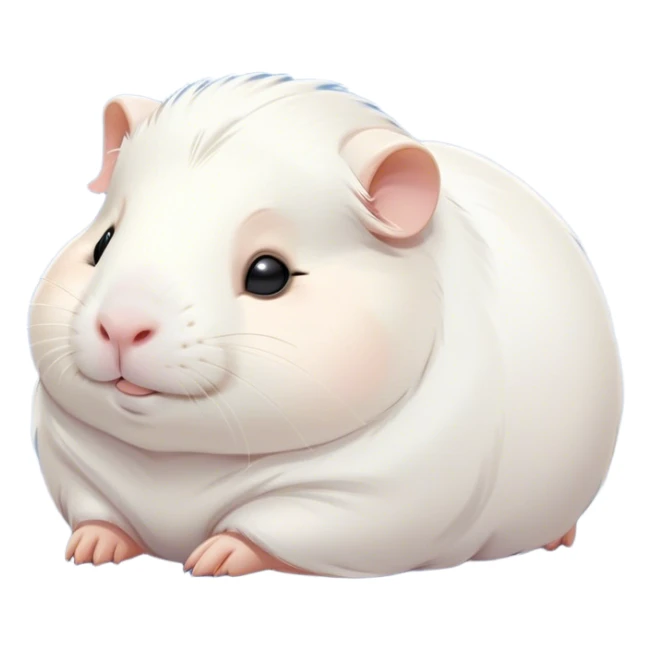 Meme-Worthy Cute Sleeping White Guinea Pig Portrait Emoji, Head resting peacefully with a contented smile, showcasing a delightfully chubby build and a luxuriously soft pure white fur, eyes shut in a serene, cozy nap, Simplified yet hilariously adorable features, highly detailed, glowing with a soft, drowsy light, high shine, relaxed and utterly lovable, stylized with an air of playful laziness, bright and heartwarming, soft glowing outline, capturing the essence of a comically sleepy guinea pig, so meme-worthy it feels like it could instantly become the next viral sensation of adorable slumber! sticker