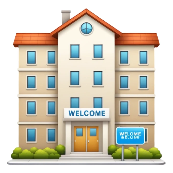 Housing apartment building with welcome sign sticker