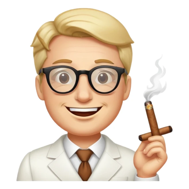 winking face with glasses and cigar in mouth sticker