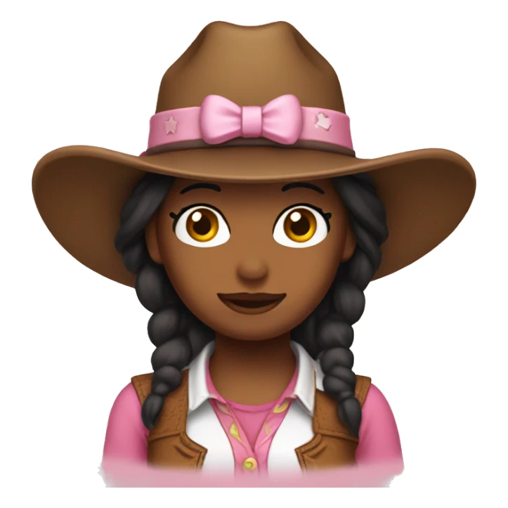 Hello kitty face COWGIRL  brown hai  sticker