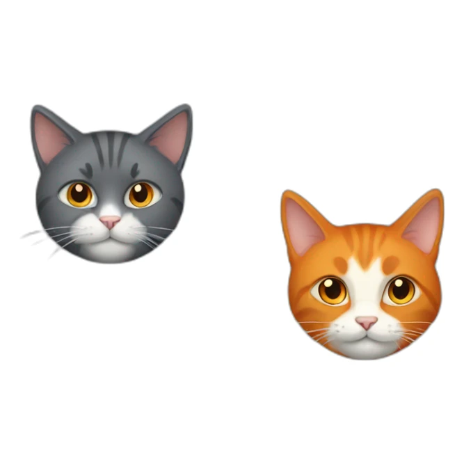 2 cat one Dark grey cat long hair and orange cat  sticker