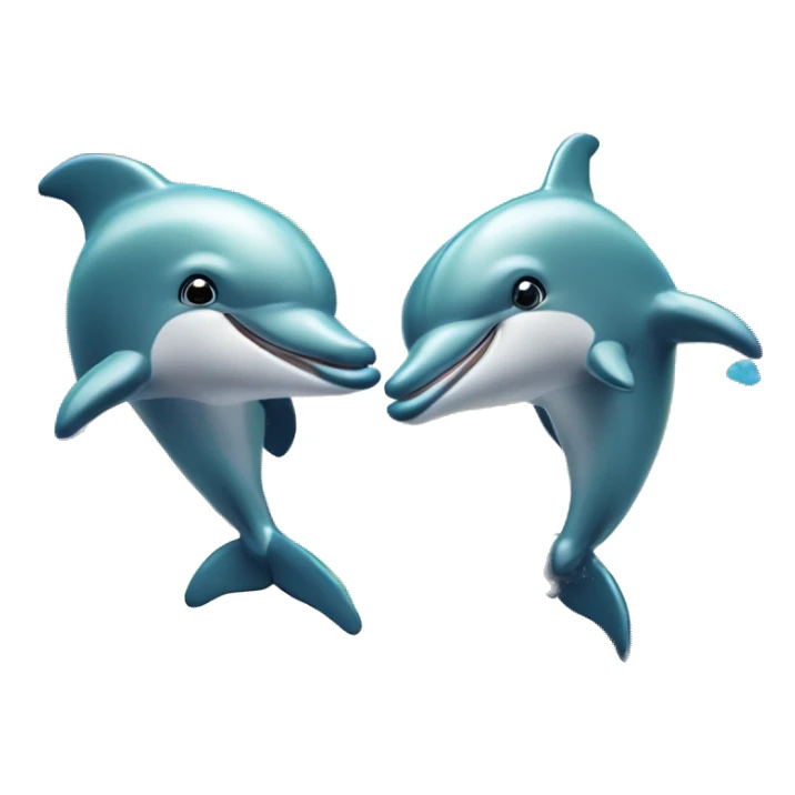  pair of dolphins leaping through a heart-shaped rainbow splash sticker