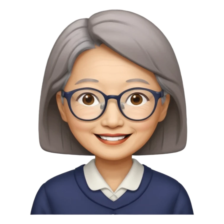 Elder asian woman with glasses sticker