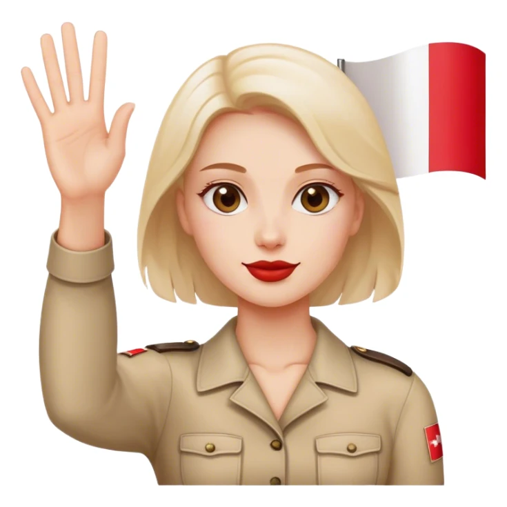 woman waving polish flag sticker