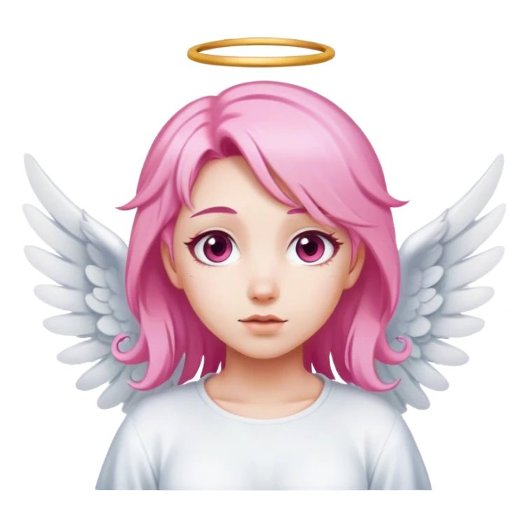 pink hair angel with White wing sticker