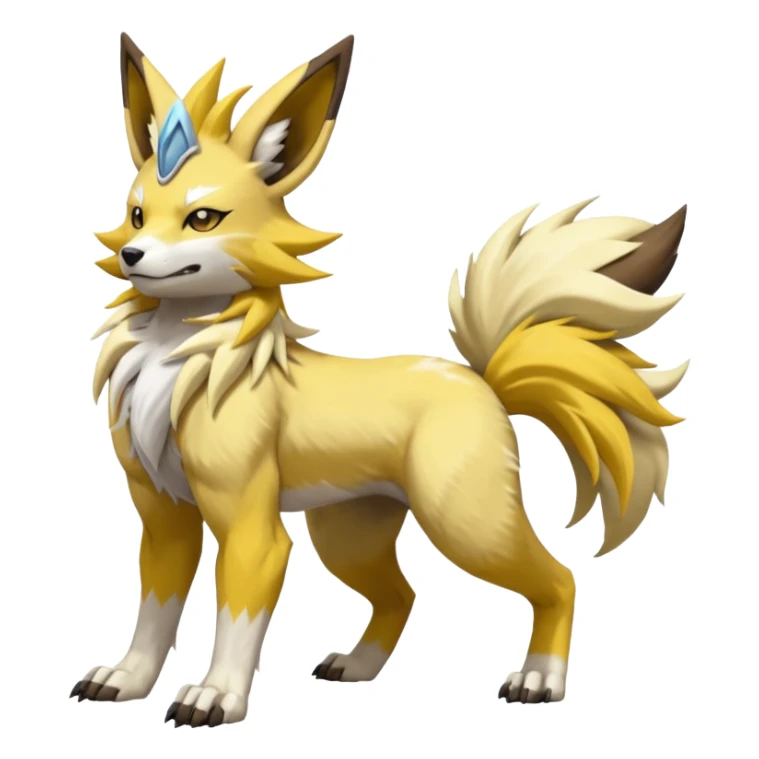 Feral Quadrupedal Digitigrade Manectric-Jolteon-Lycanroc-Furret-Renamon-Zeraora-fusion-hybrid-creature, full body  sticker