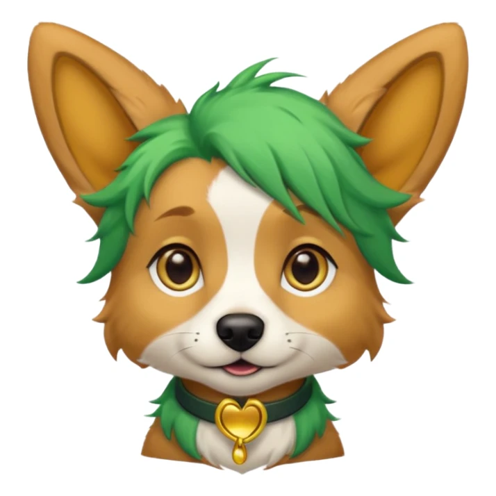 green haired dog with big ear piercing on tip of the ear sticker