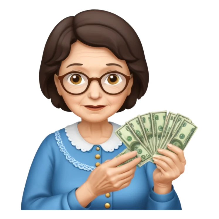 Granny brunette, with money in her hands sticker