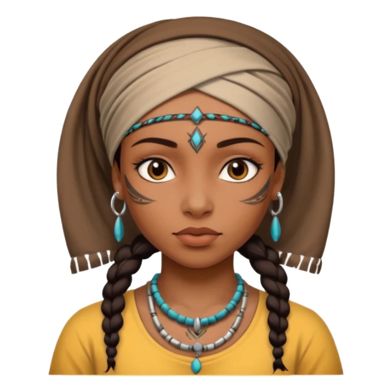 tribal girl Tattooed, not wearing necklace sticker