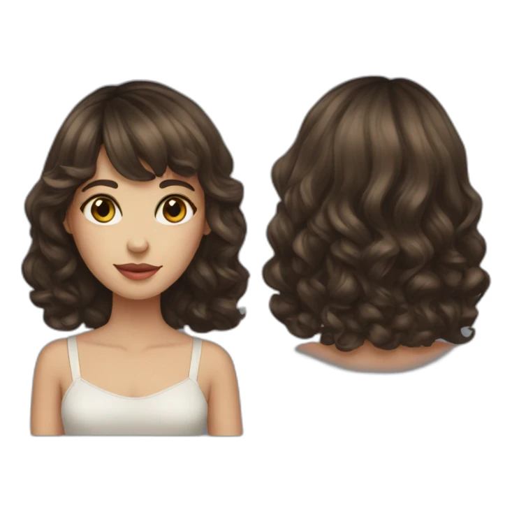 Brunette with bangs and wavy long hair drawing sticker