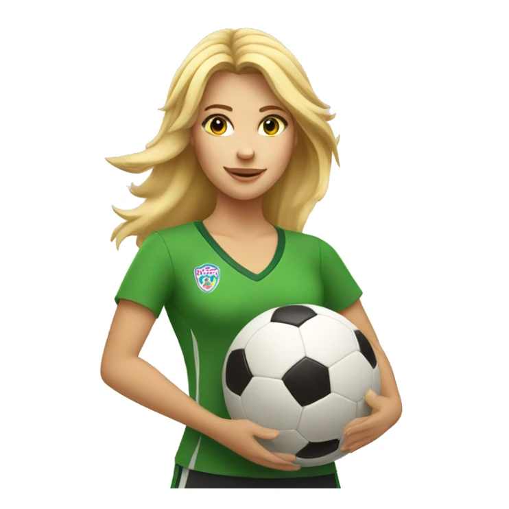 blond woman spinning a soccer ball on her hands sticker