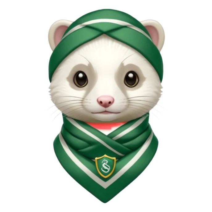 The white ferret with slytherin scarf sticker