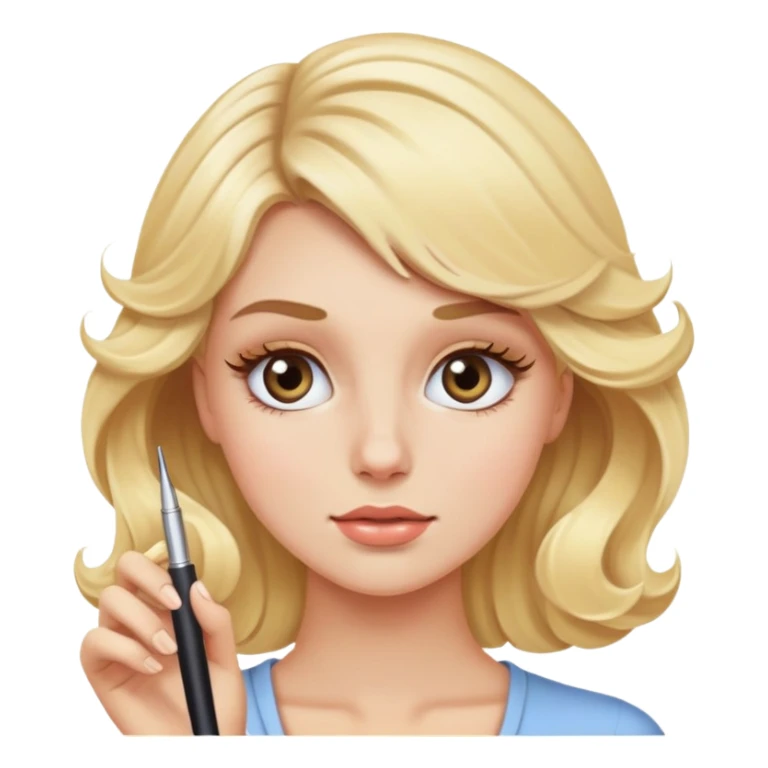 blonde girl curling her eyelashes  sticker
