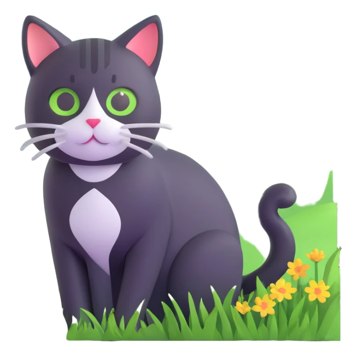 cat on a green meadow with mountains, Switzerland sticker
