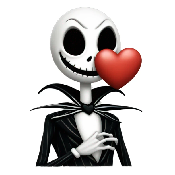 a little jack skellington holding a heart sticker