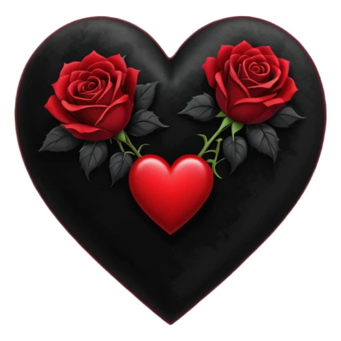 goth themed heart with a dark rose bouquet sticker