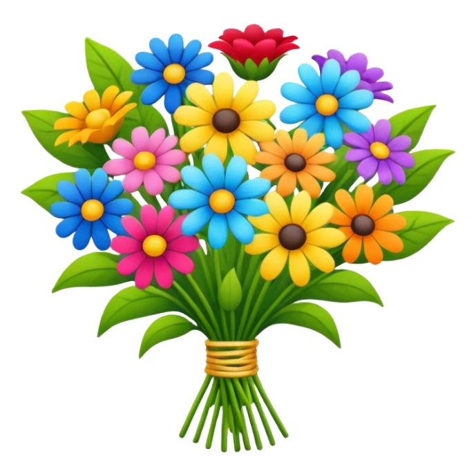 colorful bouquet flower in a line   sticker