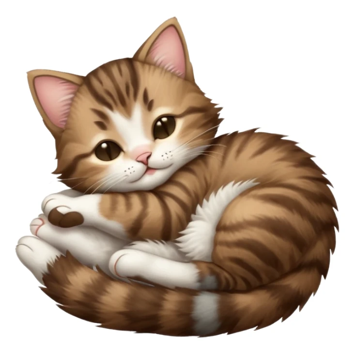 dark brown tabby and white kitten sleeping upside down on its back sticker
