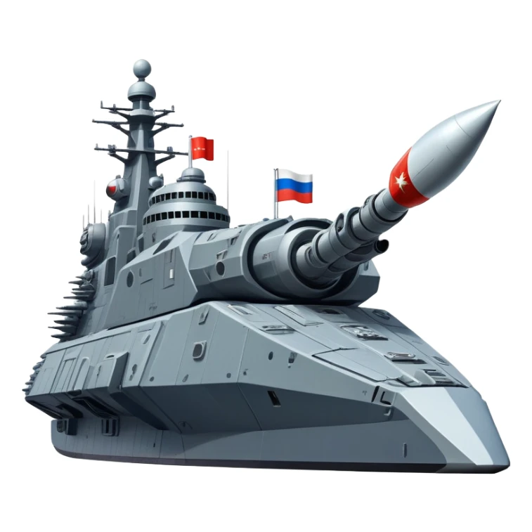 Colossal Russian space warship with flag coloration and heavy armaments sticker