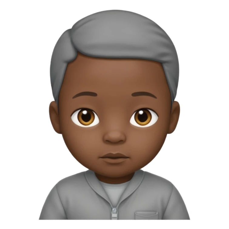 Black baby with straight face in a grey jumpsuit sticker
