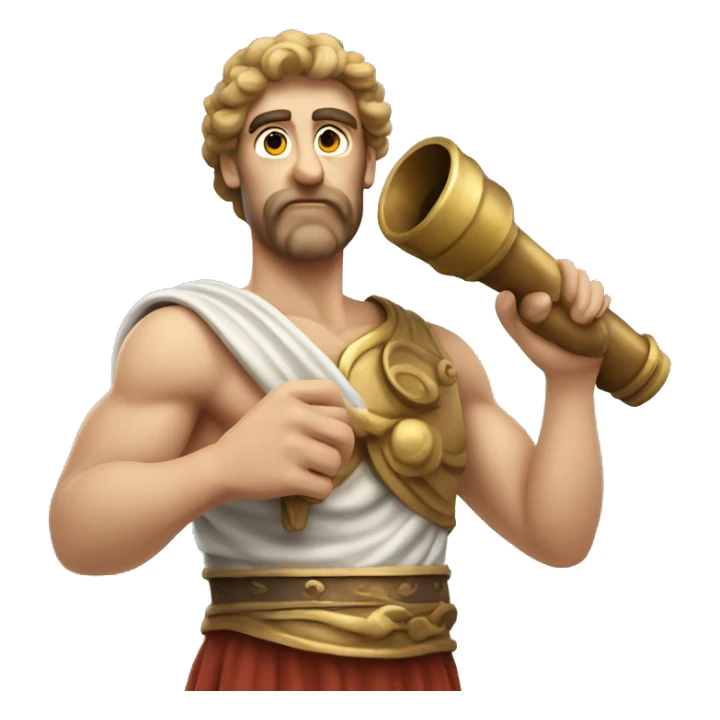 Muscular Ancient Greek sailor holding a telescope sticker