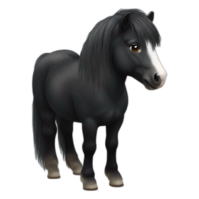 black shetland pony with small white fleck on shoulder sticker