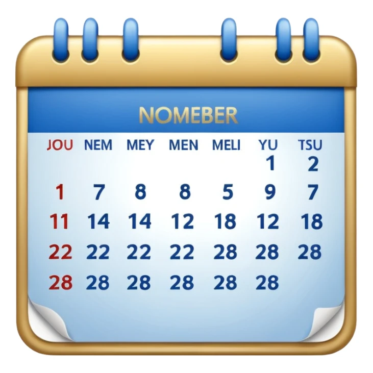 no generate an ios style background free calender, blue and gold and white with the date 22 november highlited sticker