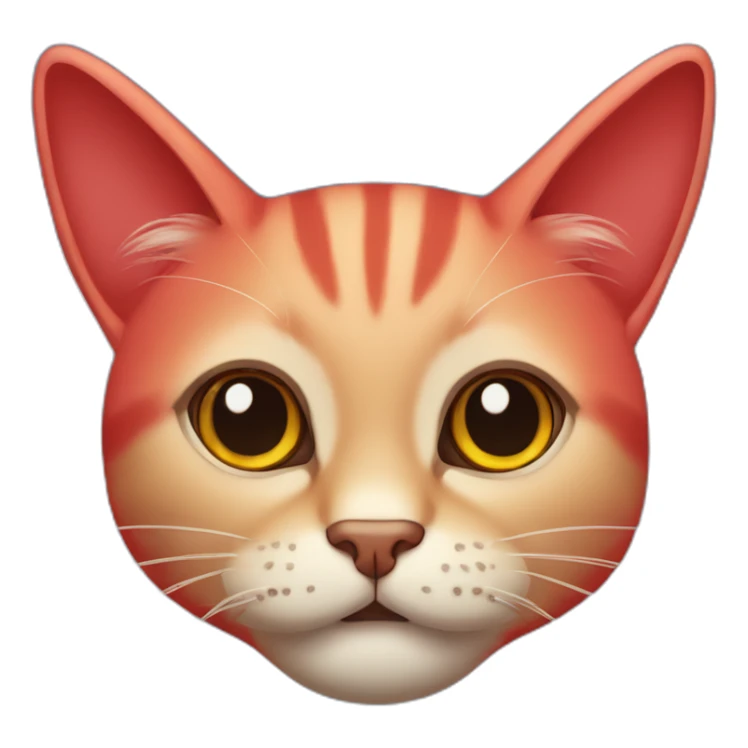 Gato cabezón de color rojo en un cielo rojo sticker