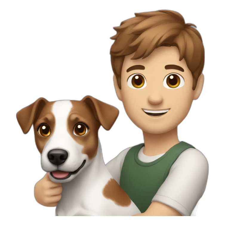 Man with brown hair with jack russell terrier sticker