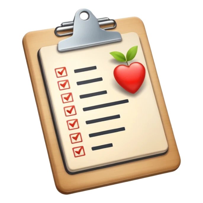 clipboard with checklist and play symbol sticker