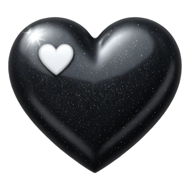 heart with black glitter and white heart sticker