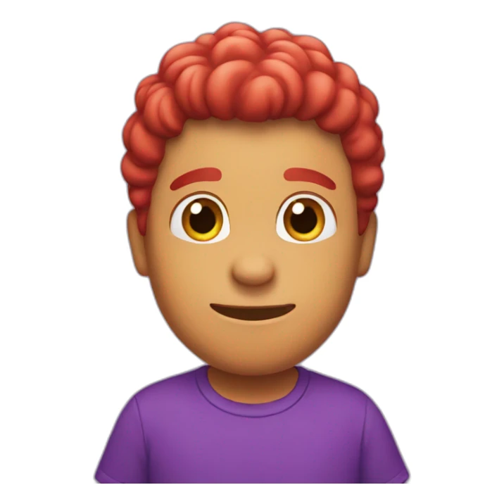 a red dino with a purple shirt sticker