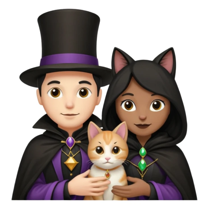 magician couple and their pet cat sticker