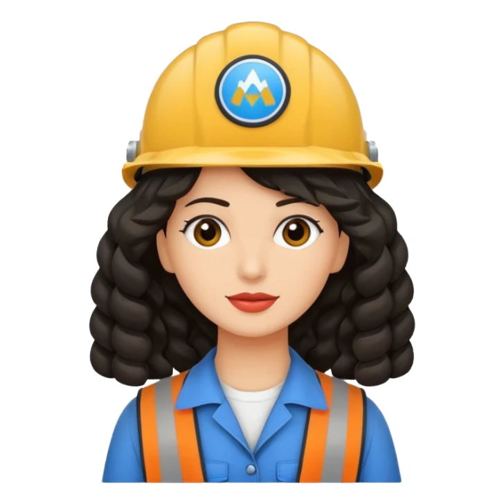 Creo un emoji de un ING civil cabello rizado y casco blanco sticker