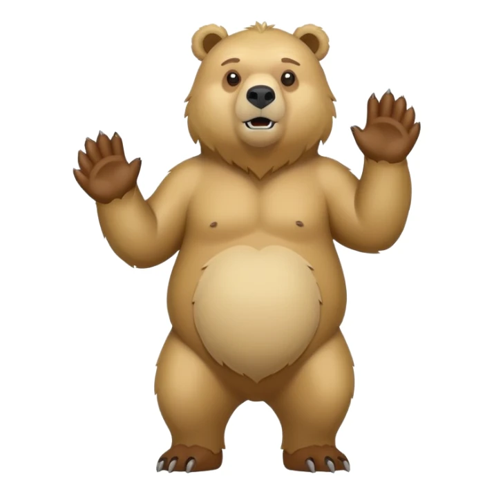 flat toon style blonde grizzly bear full body icon sticker