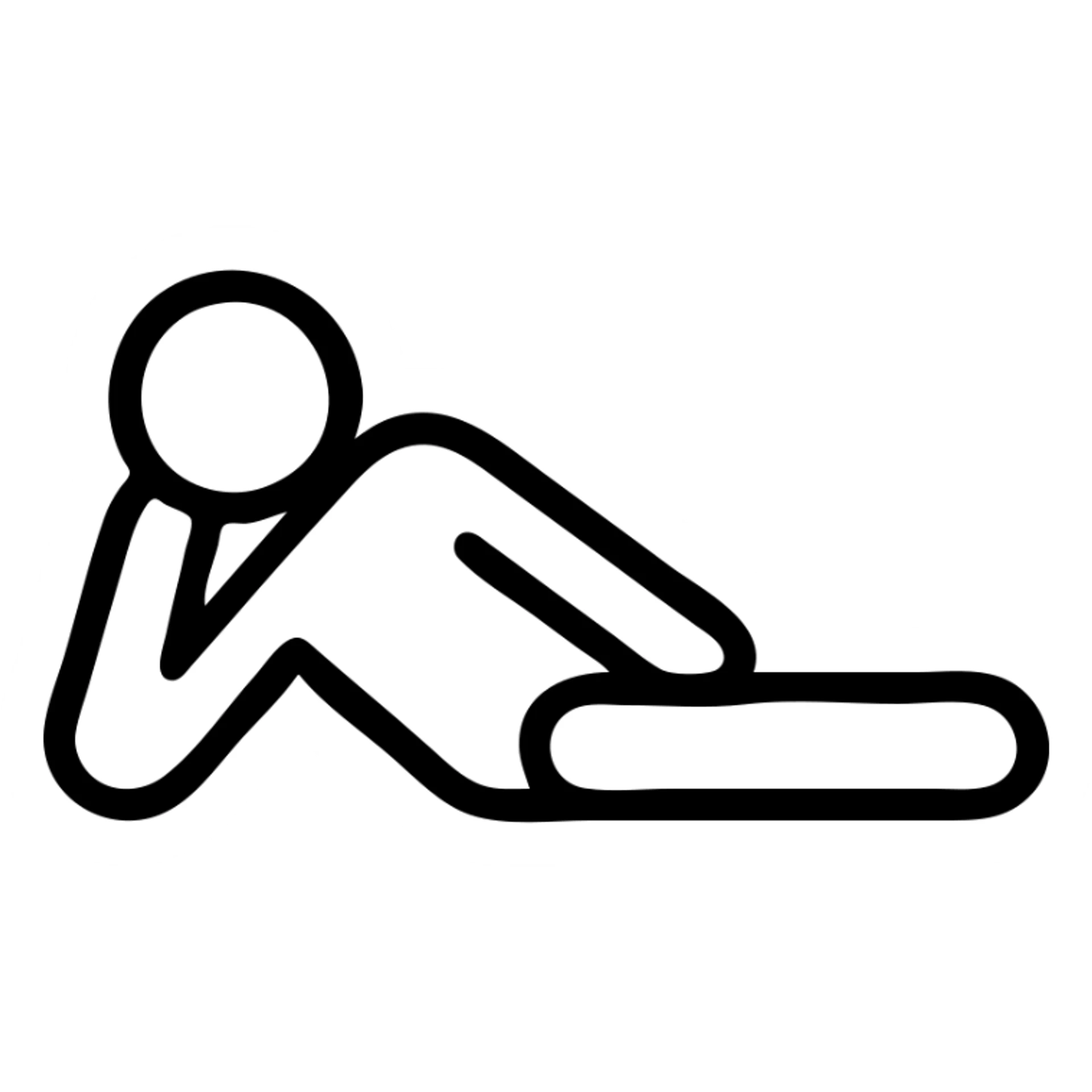 a modern icon of a person resting on their side, outline style sticker