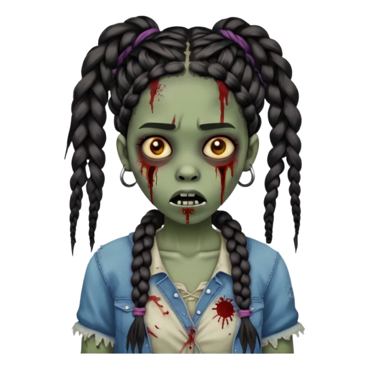 black girl zombie with braids sticker
