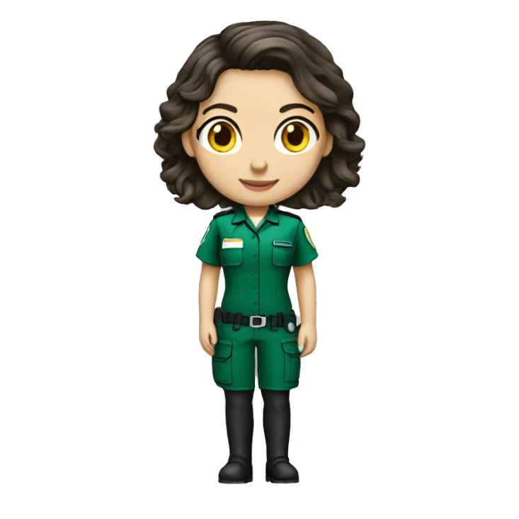 Paramedic brunette female green uniform sticker