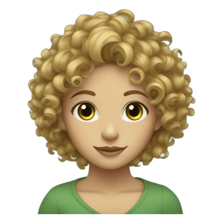 Curly hair green eyes light tan with beatd sticker