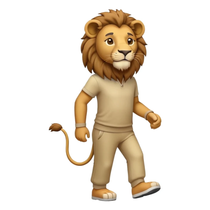 anthropomorphised lion in leisure wear walking upright sticker