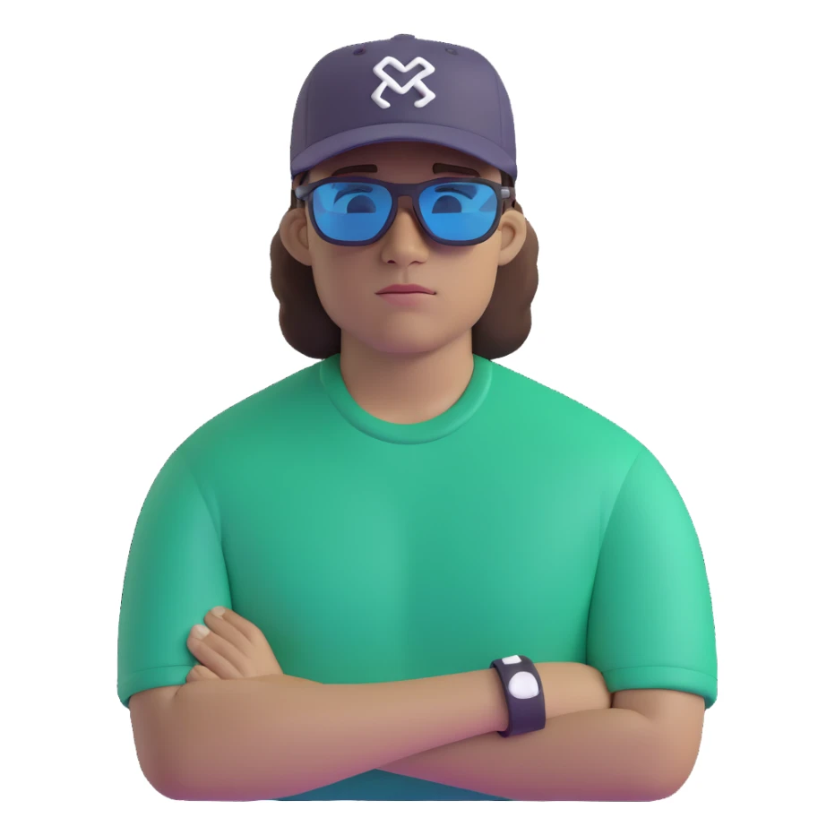 guy with brown hair, backwards baseball cap, wearing polarized Pit Viper glasses, confident expression sticker