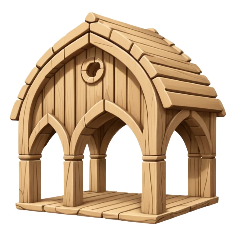 An organic wooden structure in the Lycian style, made from solid timber using interlocking construction techniques. sticker